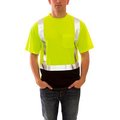 Tingley Job Sight„¢ Class 2 Black Front Pullover Hi Visibility T-Shirt, Lime, Polyester, LG S75122.LG